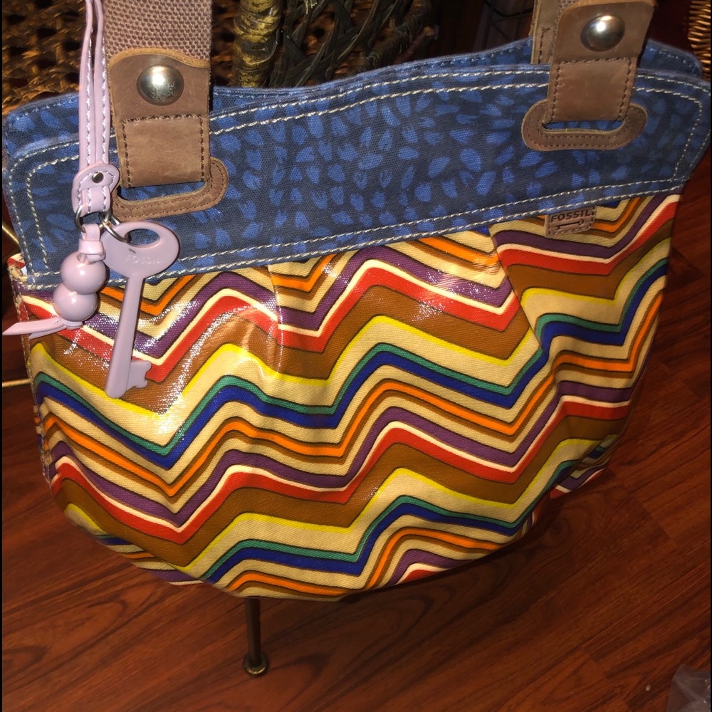 Fossil Key-Per Multi-Color Chevron Tote Bag#Zb5012 - image 8